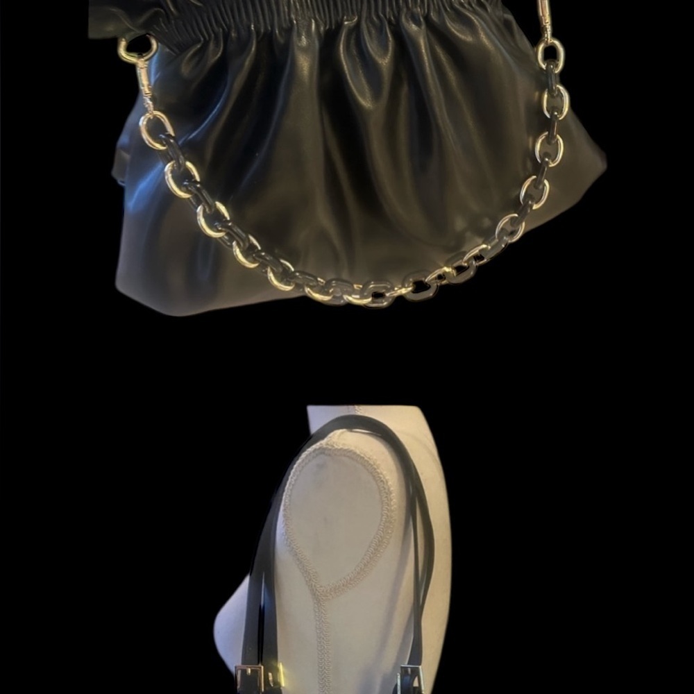 Ladies dress black bag. No brand brand new. Never used. NWOT. Black and gold. - Picture 15 of 15